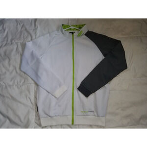 MusclePharm Long Sleeve Full Zip Sweatshirt Jacket White/Grey/Green Men's Sz S
